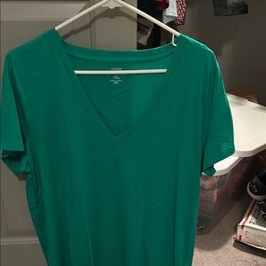 J. Crew Women's Teal V-Neck Short Sleeve Tee
